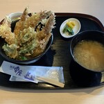 能登 車座 - 車海老天丼、1,100円