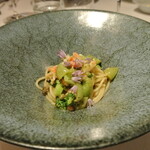 リストランテ カノフィーロ - 北海シマエビとブロッコリーのアーリオオーリオ　スパゲッティ