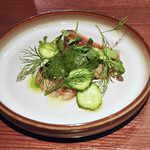 レストランユニック - カツオのマリネ、サルサ・ヴェルデ Bonite marinée, salsa verde