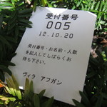 ヴィラ・アフガン - 受付の札