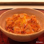 御料理 寺沢 - 桜海老と唐墨の飯蒸し