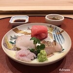 御料理 寺沢 - 星鰈､本鮪､鮎魚女焼霜の造り