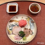 御料理 寺沢 - 星鰈､本鮪､鮎魚女焼霜の造り