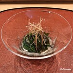 御料理 寺沢 - 菱蟹､独活､ｼﾄﾞｹ､若芽､茗荷の御浸し