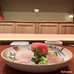 御料理 寺沢 - 星鰈､本鮪､鮎魚女焼霜の造り