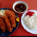 黒恵屋食堂 - 海老フライライス700円、700円で海老4匹ですΣ(ﾟ∀ﾟﾉ)ﾉｷｬｰ