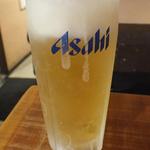大阪串かつ てん家わん屋 - 「アサヒスーパードライ生」（￥390）：ジョッキがキンキンに冷えてます♪