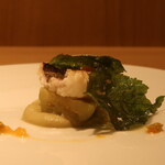 RISTORANTE IL NODO - 小坪漁港かず丸さんの鱧 渡辺農園のナス パプリカ ハラペーニョ モロヘイヤアップ