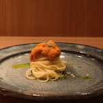 RISTORANTE IL NODO - 常温 スパゲッティ ホワイトアスパラ ウニ イタリアンパセリオイル