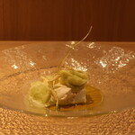 RISTORANTE IL NODO - 長谷川さんのアスパラ 八女の熟成煎茶パンナコッタ 八木下さんのレモン