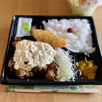 銀の海苔弁 - タルタル唐揚げ弁当+ミニ白身フライ