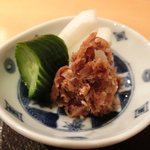 ぎんざ 一二岐 - 高知県産鰹のわら焼き 1500円 の香の物