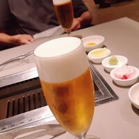 熟成和牛焼肉エイジング・ビーフ 横浜店 - ランチセットの生ビール♥