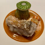 ASAHINA Gastronome - 甘鯛＆阿寒湖のエクルヴィス　夏野菜のタブレを花ズッキーニに詰め、ソースナンチュアを現代的解釈で