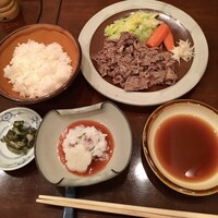 ざくろ TBS店 - お好み和定食3,025円、はも梅肉醤油、牛ロースバター焼、すずき鉄板焼