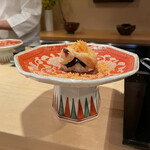 登喜和鮨 - 佐渡産胡麻河豚白子炙り自家製味付け海苔自家製唐墨