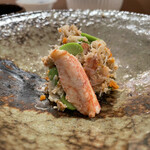 登喜和鮨 - 佐渡産毛蟹の雌と枝豆の蟹酢