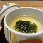 兄弟寿し - アオサと梅干しの茶碗蒸し