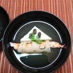 和 Asuka - 椀もの      車海老の蓮根巻き   くず豆腐の水無月仕立て