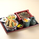 東京庵 - 水車ざると天丼セット