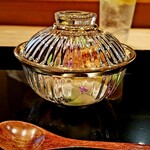 茜坂大沼 - 玉蜀黍豆腐・雲丹・栗蟹の酢橘ジュレがけ