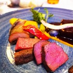 RESTAURANT VITRA NAGOYA - 奥三河夏鹿ロースソテーモモ肉煮込み