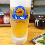 Kihei - キリンラガー（中￥660）。昔から変わらない定番の一杯、こういう店にはピッタリである