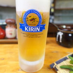 喜平 - キリンラガー（中￥660）。昔から変わらない定番の一杯、こういう店にはピッタリである