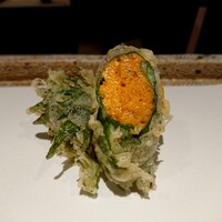 日本橋 蕎ノ字 - ウニ大葉巻き