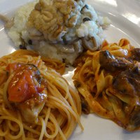 トラットリア・アルベロ - パスタとリゾット。きのこの白子のリゾット、牡蠣のカッペリーニ、鹿肉のタリアテッレ。