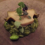 Itsuki - 昆布で炊いたアワビ　バジルと肝のリゾット　枝豆