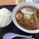 上河内サービスエリア（上り線）フードコート - 上河内醤油ラーメン+ライス大盛り　860円