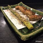 Ajinomise Iwashi - 三陸産 牡蠣とｸﾞﾘｰﾝｱｽﾊﾟﾗ焼にｻﾏｰﾄﾘｭﾌ