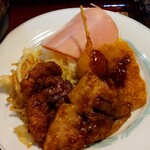 Resutoran Kadoya - 日替りは豚焼肉、イカ、うずら串フライ、焼きそば