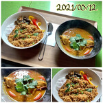 スプーンソング - フィッシュタミル(ｶﾚｰ)とチキンビリヤニ(ﾗｲﾀ、ﾅｽ炒め付)