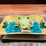 きう - ◆青鰻（高知）大根おろしとハラペニョのピクルス添え
      ◎岡山産のシャコを食べさせ育てている鰻。