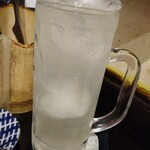 泪橋 - レモンサワーお代わり。
(とにかく氷がデカい！そしてジョッキから溢れそうなくらいのなみなみ！)

狭い店内なので、カウンターのお客さんがリレー方式で渡してくれます。何だかほっこり♪(´ω｀)