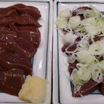 やきとん ひょっとこ - レバ刺し（ネギ無し＆ネギ有り）