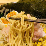 味噌らーめん 柿田川 ひばり - 特製味噌ラーメン 麺リフト