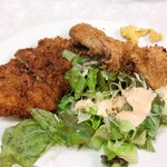 ゆたか食堂 - 帆立フライ、アジフライ、メンチカツ