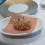 レストラン サンパウ - シソとブルーチーズのブルケッタ、花穂紫蘇