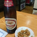 瀧の家 - 大瓶ビール 660円、お通し