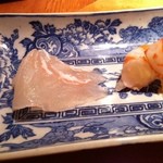 鮨小山 - 車えびとまこカレイ