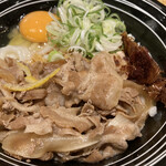 二代目 甚八 - 伊勢うどん卵肉のせ大盛り