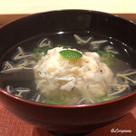 御料理 寺沢 - 蟹真薯と蓴菜、オクラの椀物み