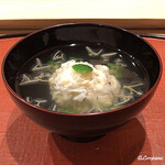 御料理 寺沢 - 蟹真薯と蓴菜、オクラの椀物み