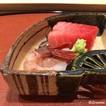 御料理 寺沢 - 三陸産ぶどう海老と天然本鮪 中トロ