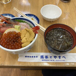 馬子とやすべ - 甘エビ　ウニ　いくら丼ミニ　¥1540