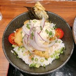 Kamatake Udon Akashiyaki - タルとり天丼