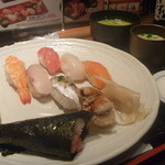 寿司 魚がし日本一 - 2012,10 ランチ築地握り　\980